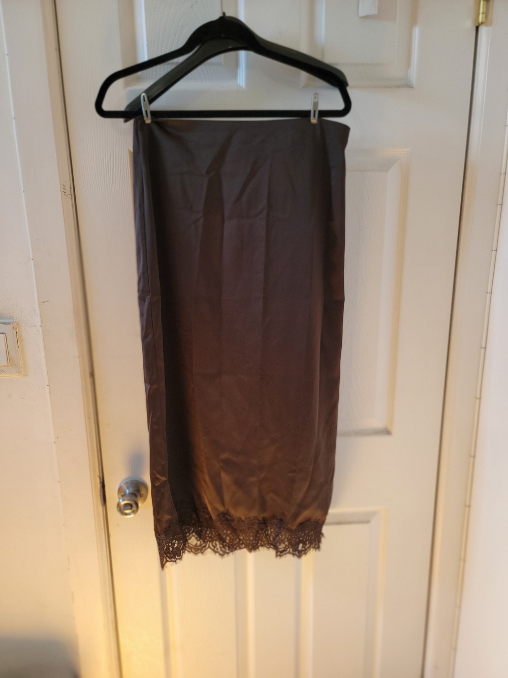 Nwt Brown Lace Hem Slip Skirt